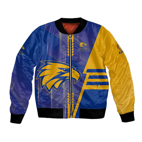 Personalized West Coast Eagles Bomber Jacket Modern Geometric Sports Graphic Style
