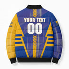 Personalized West Coast Eagles Bomber Puffer Jacket Modern Geometric Sports Graphic Style