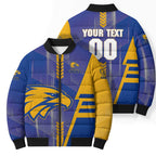 Personalized West Coast Eagles Bomber Puffer Jacket Modern Geometric Sports Graphic Style