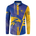 Personalized West Coast Eagles Button Sweatshirt Modern Geometric Sports Graphic Style
