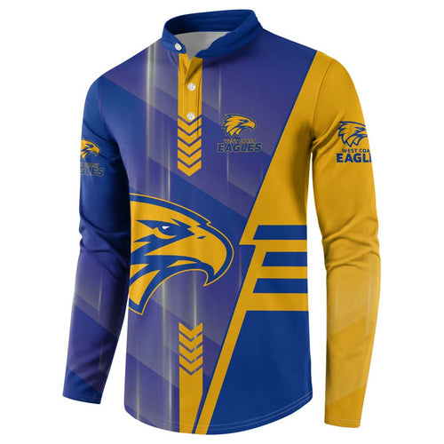 Personalized West Coast Eagles Button Sweatshirt Modern Geometric Sports Graphic Style