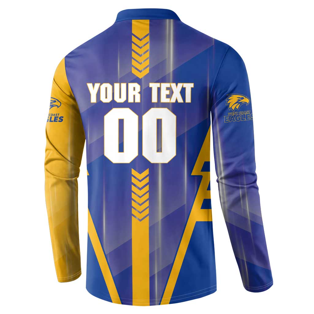Personalized West Coast Eagles Button Sweatshirt Modern Geometric Sports Graphic Style