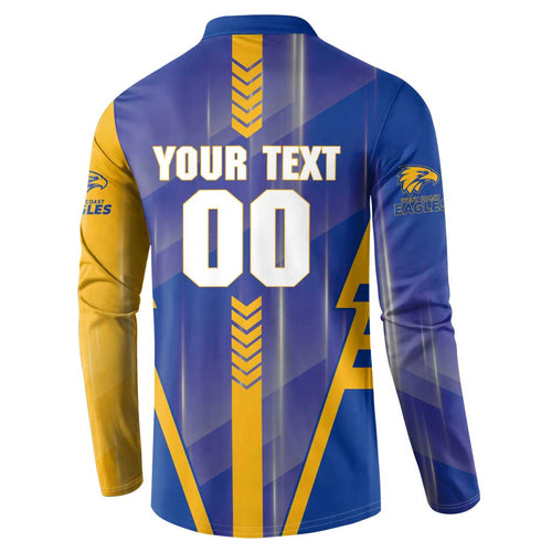 Personalized West Coast Eagles Button Sweatshirt Modern Geometric Sports Graphic Style