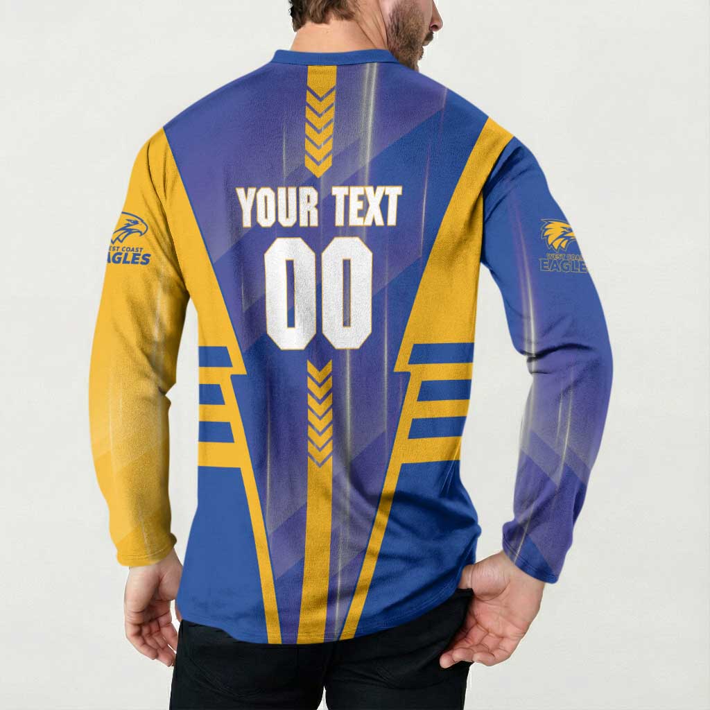 Personalized West Coast Eagles Button Sweatshirt Modern Geometric Sports Graphic Style