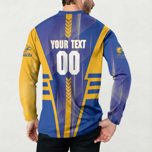 Personalized West Coast Eagles Button Sweatshirt Modern Geometric Sports Graphic Style