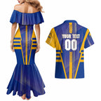 Personalized West Coast Eagles Couples Matching Mermaid Dress and Hawaiian Shirt Modern Geometric Sports Graphic Style
