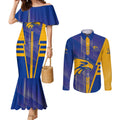Personalized West Coast Eagles Couples Matching Mermaid Dress and Long Sleeve Button Shirt Modern Geometric Sports Graphic Style
