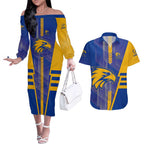 Personalized West Coast Eagles Couples Matching Off The Shoulder Long Sleeve Dress and Hawaiian Shirt Modern Geometric Sports Graphic Style