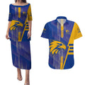 Personalized West Coast Eagles Couples Matching Puletasi and Hawaiian Shirt Modern Geometric Sports Graphic Style