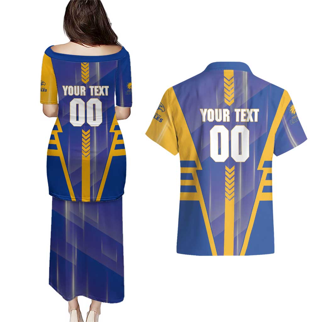 Personalized West Coast Eagles Couples Matching Puletasi and Hawaiian Shirt Modern Geometric Sports Graphic Style