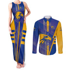 Personalized West Coast Eagles Couples Matching Tank Maxi Dress and Long Sleeve Button Shirt Modern Geometric Sports Graphic Style
