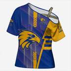 Personalized West Coast Eagles Cross Shoulder Shirt Modern Geometric Sports Graphic Style