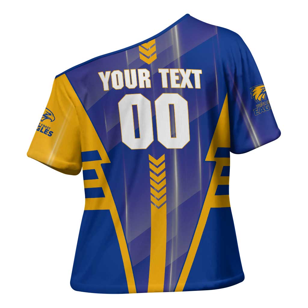 Personalized West Coast Eagles Cross Shoulder Shirt Modern Geometric Sports Graphic Style