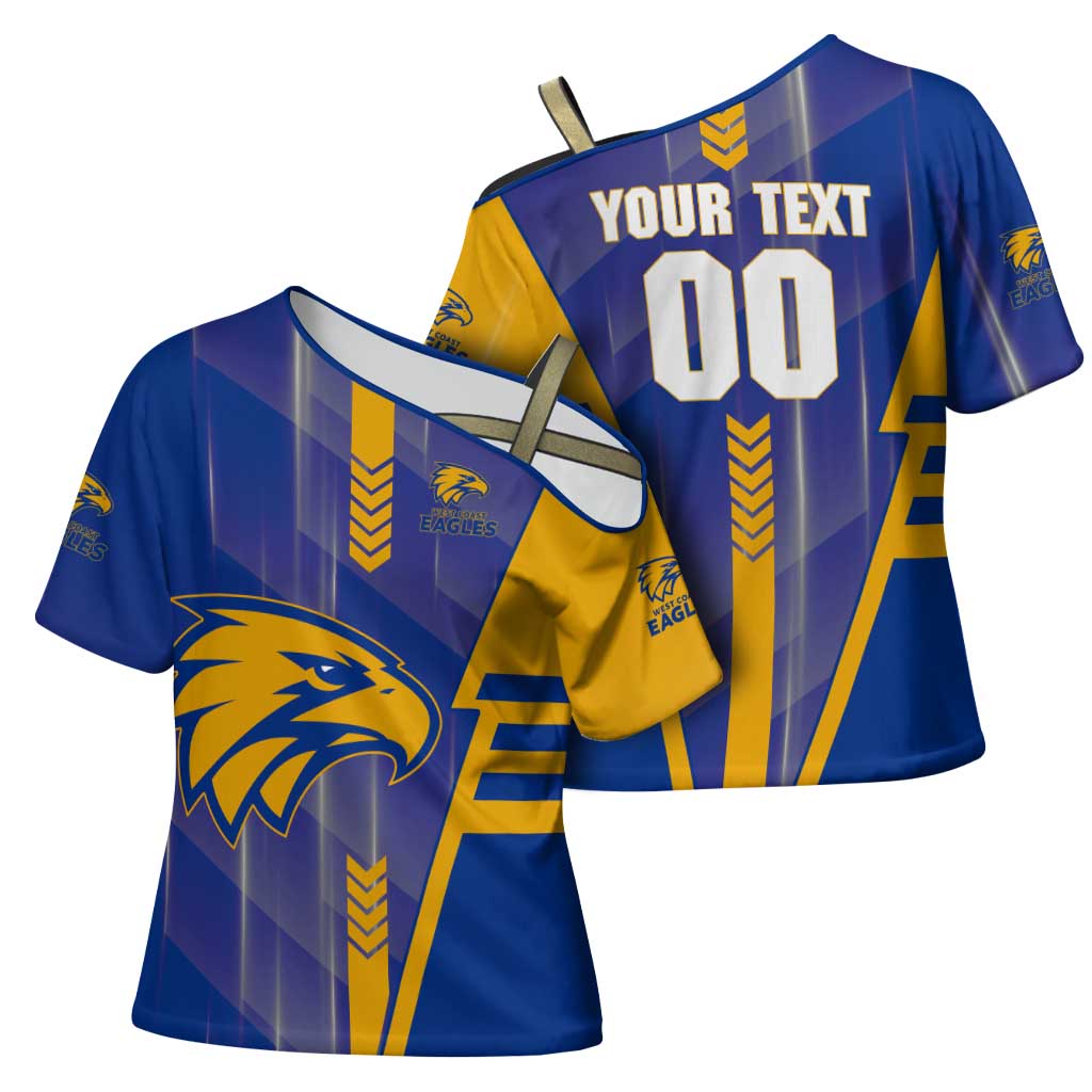 Personalized West Coast Eagles Cross Shoulder Shirt Modern Geometric Sports Graphic Style