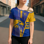 Personalized West Coast Eagles Cross Shoulder Shirt Modern Geometric Sports Graphic Style