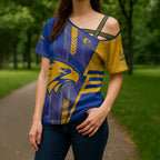 Personalized West Coast Eagles Cross Shoulder Shirt Modern Geometric Sports Graphic Style