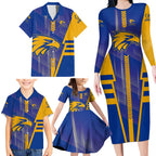 Personalized West Coast Eagles Family Matching Long Sleeve Bodycon Dress and Hawaiian Shirt Modern Geometric Sports Graphic Style
