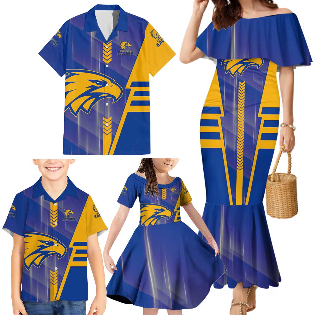 Personalized West Coast Eagles Family Matching Mermaid Dress and Hawaiian Shirt Modern Geometric Sports Graphic Style