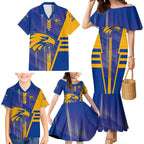Personalized West Coast Eagles Family Matching Mermaid Dress and Hawaiian Shirt Modern Geometric Sports Graphic Style