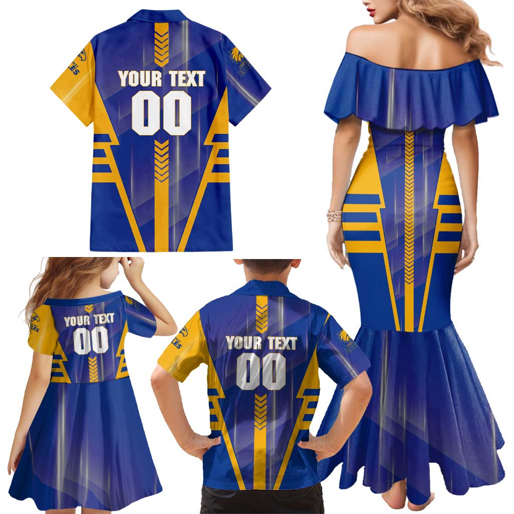Personalized West Coast Eagles Family Matching Mermaid Dress and Hawaiian Shirt Modern Geometric Sports Graphic Style