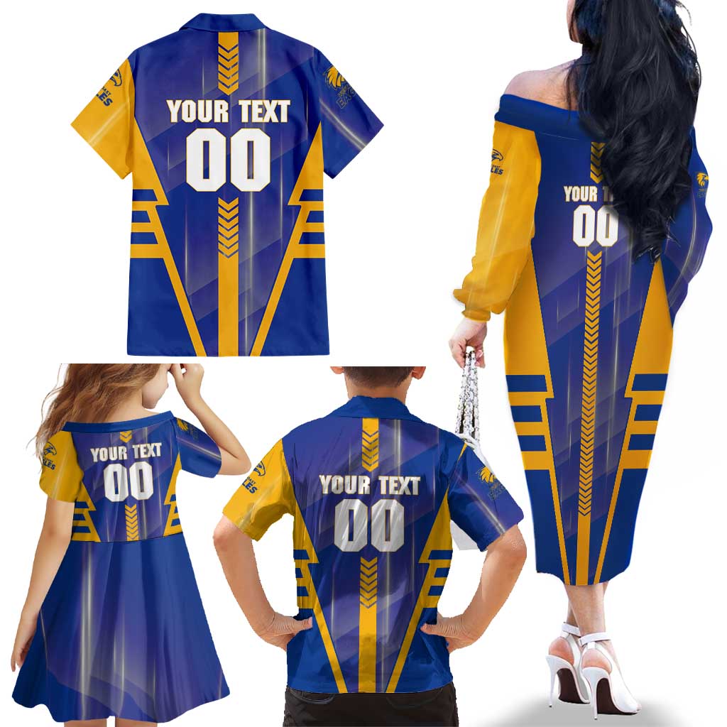 Personalized West Coast Eagles Family Matching Off The Shoulder Long Sleeve Dress and Hawaiian Shirt Modern Geometric Sports Graphic Style