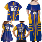 Personalized West Coast Eagles Family Matching Off Shoulder Maxi Dress and Hawaiian Shirt Modern Geometric Sports Graphic Style