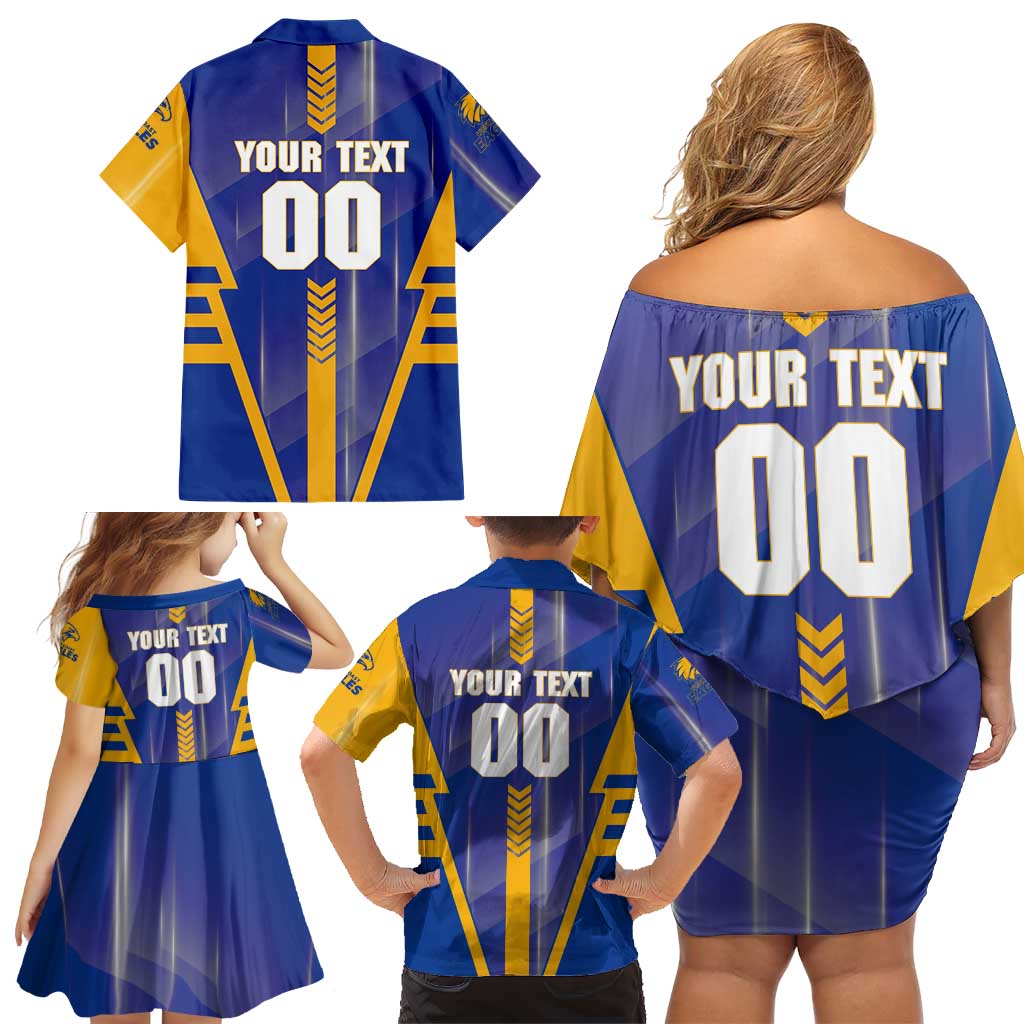 Personalized West Coast Eagles Family Matching Off Shoulder Short Dress and Hawaiian Shirt Modern Geometric Sports Graphic Style