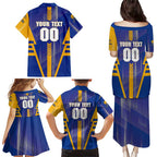 Personalized West Coast Eagles Family Matching Puletasi and Hawaiian Shirt Modern Geometric Sports Graphic Style