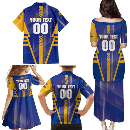 Personalized West Coast Eagles Family Matching Puletasi and Hawaiian Shirt Modern Geometric Sports Graphic Style