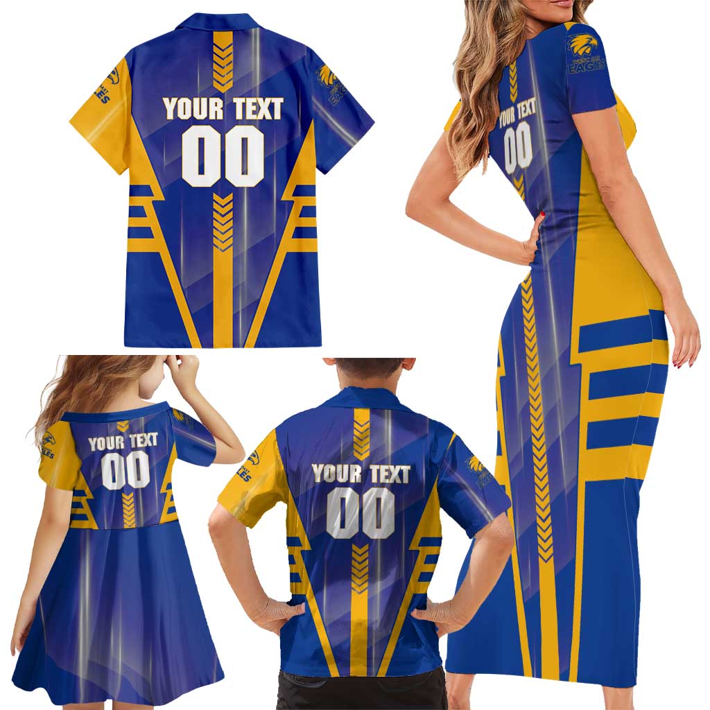 Personalized West Coast Eagles Family Matching Short Sleeve Bodycon Dress and Hawaiian Shirt Modern Geometric Sports Graphic Style