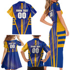 Personalized West Coast Eagles Family Matching Short Sleeve Bodycon Dress and Hawaiian Shirt Modern Geometric Sports Graphic Style