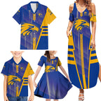 Personalized West Coast Eagles Family Matching Summer Maxi Dress and Hawaiian Shirt Modern Geometric Sports Graphic Style