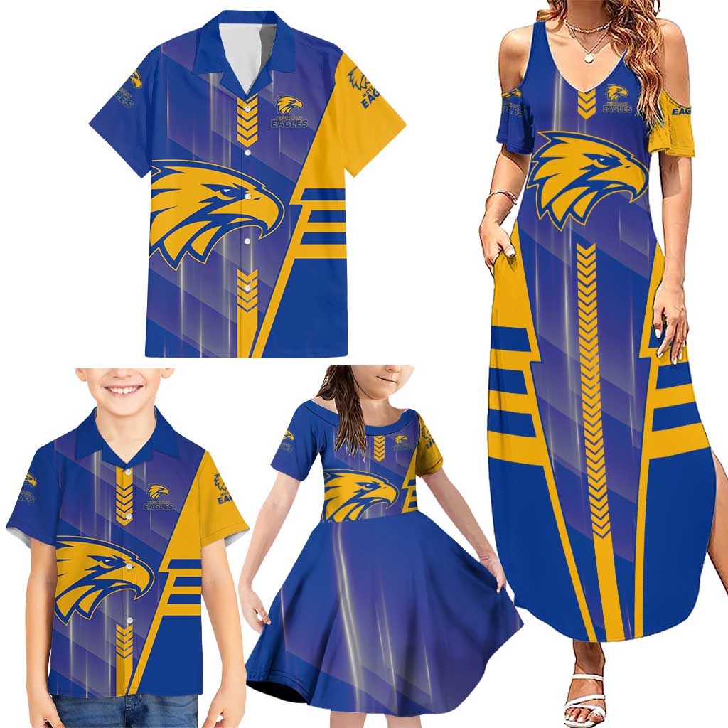 Personalized West Coast Eagles Family Matching Summer Maxi Dress and Hawaiian Shirt Modern Geometric Sports Graphic Style