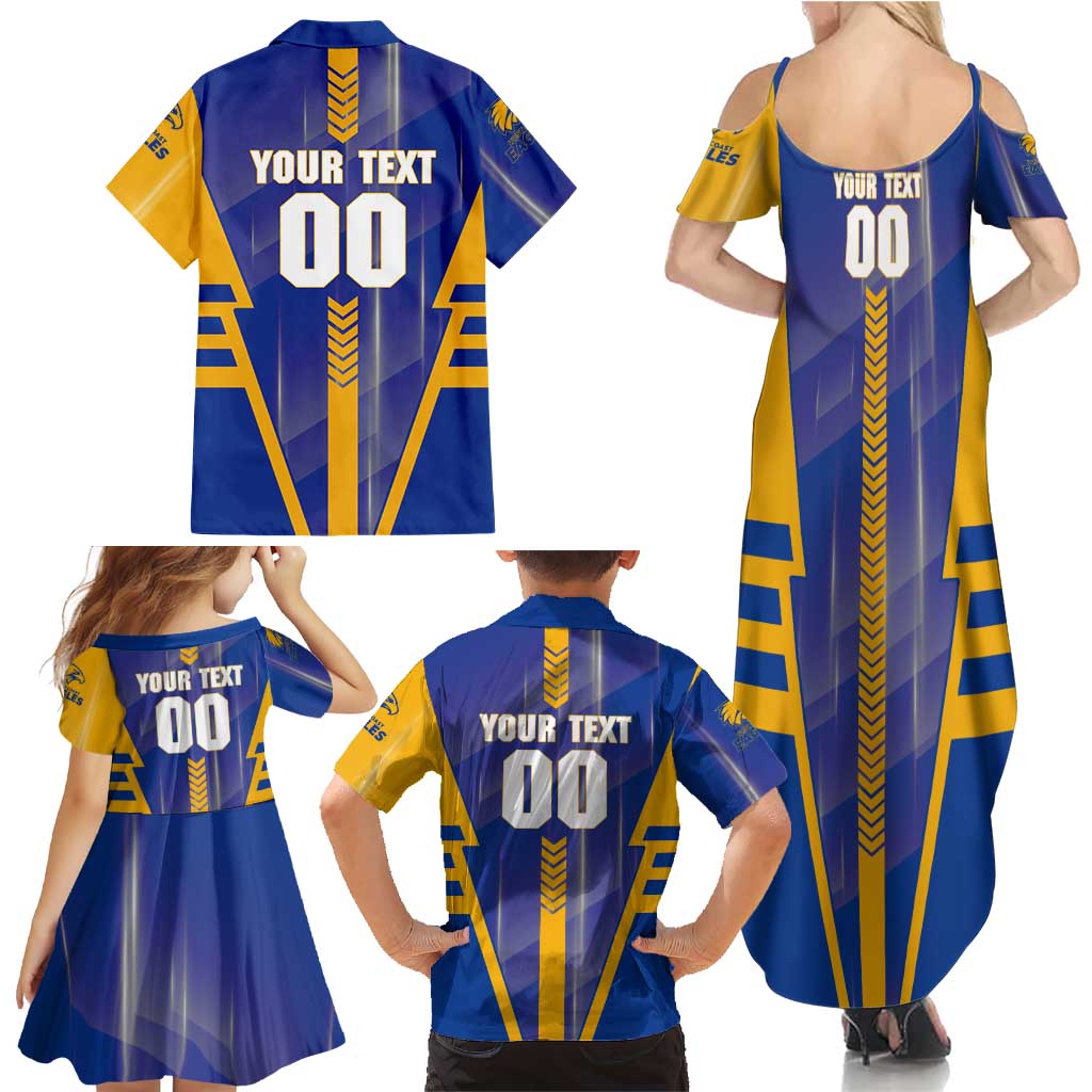 Personalized West Coast Eagles Family Matching Summer Maxi Dress and Hawaiian Shirt Modern Geometric Sports Graphic Style