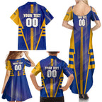 Personalized West Coast Eagles Family Matching Summer Maxi Dress and Hawaiian Shirt Modern Geometric Sports Graphic Style