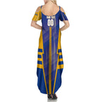 Personalized West Coast Eagles Family Matching Summer Maxi Dress and Hawaiian Shirt Modern Geometric Sports Graphic Style