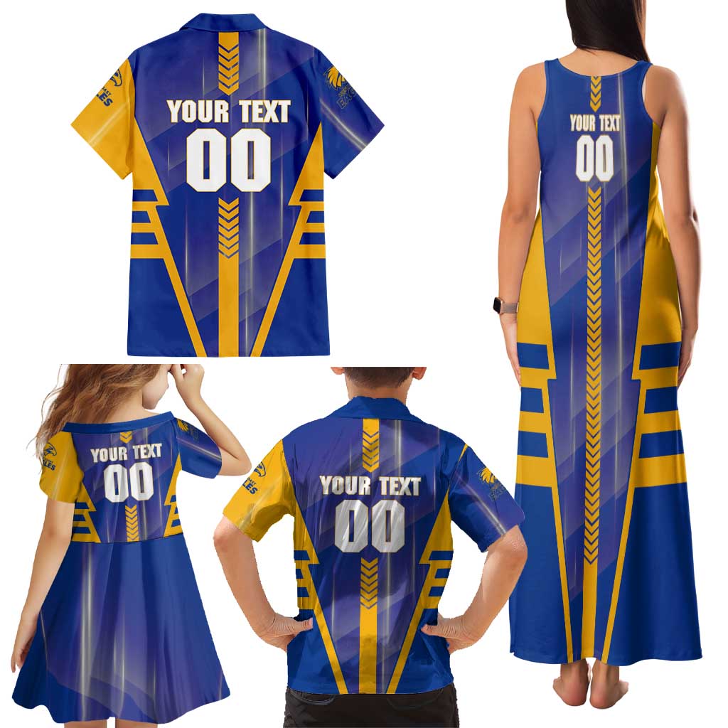 Personalized West Coast Eagles Family Matching Tank Maxi Dress and Hawaiian Shirt Modern Geometric Sports Graphic Style