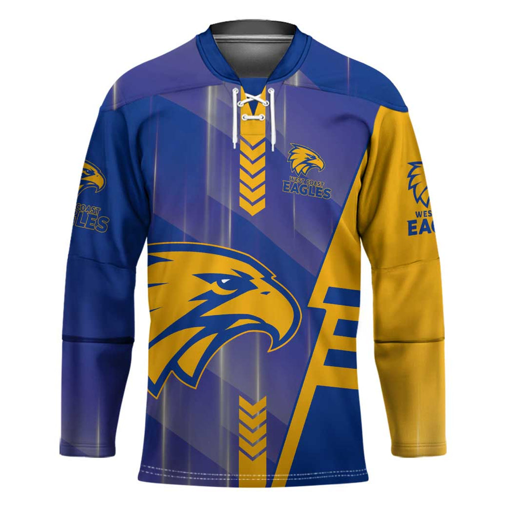 Personalized West Coast Eagles Hockey Jersey Modern Geometric Sports Graphic Style