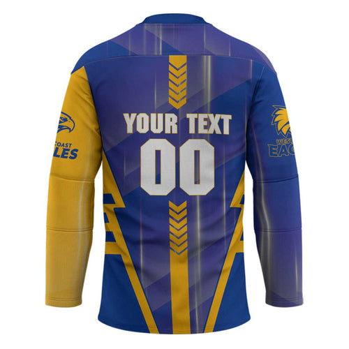 Personalized West Coast Eagles Hockey Jersey Modern Geometric Sports Graphic Style