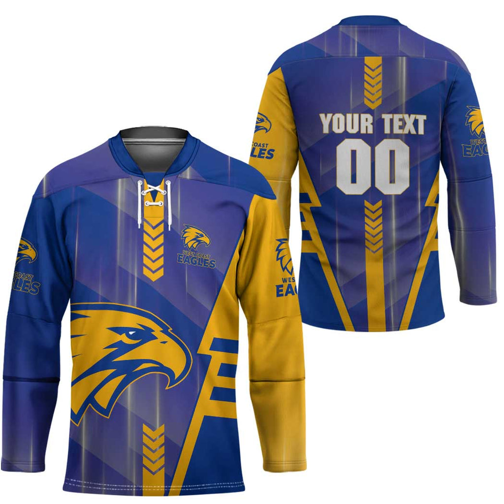 Personalized West Coast Eagles Hockey Jersey Modern Geometric Sports Graphic Style
