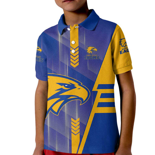 Personalized West Coast Eagles Kid Polo Shirt Modern Geometric Sports Graphic Style