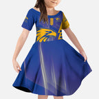 Personalized West Coast Eagles Kid Short Sleeve Dress Modern Geometric Sports Graphic Style