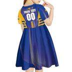 Personalized West Coast Eagles Kid Short Sleeve Dress Modern Geometric Sports Graphic Style