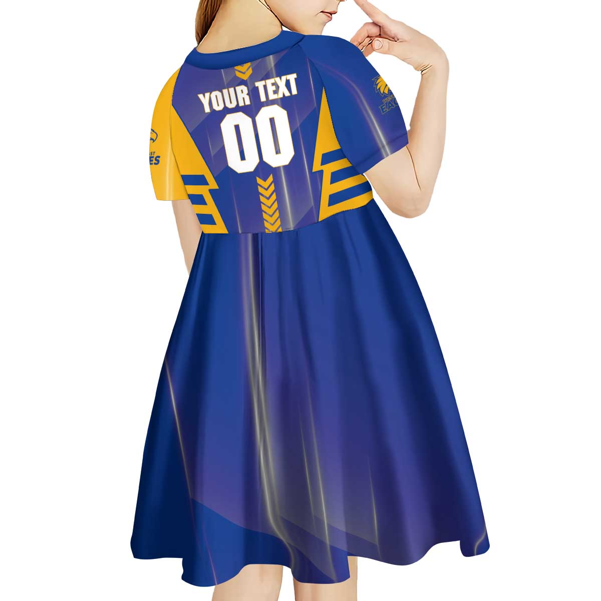 Personalized West Coast Eagles Kid Short Sleeve Dress Modern Geometric Sports Graphic Style