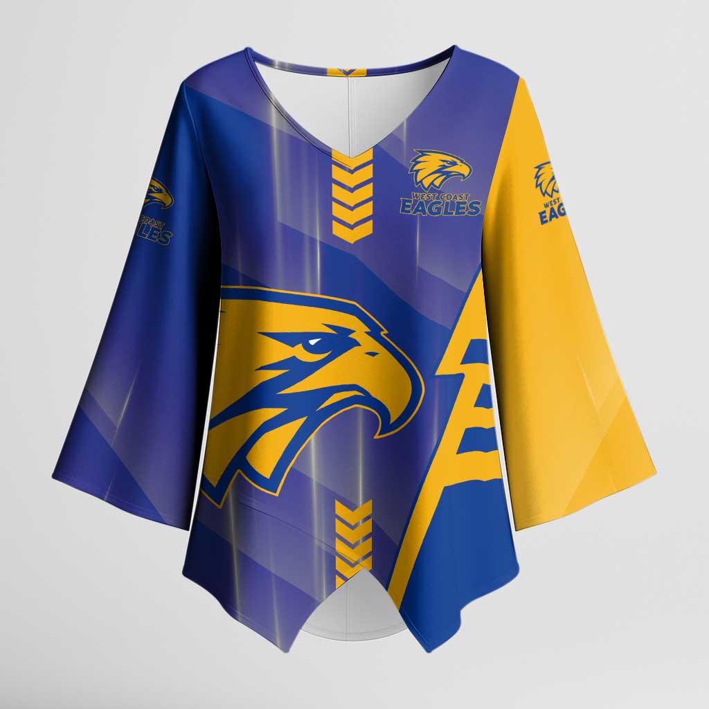 Personalized West Coast Eagles Kimono Sleeve Blouse Modern Geometric Sports Graphic Style