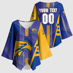 Personalized West Coast Eagles Kimono Sleeve Blouse Modern Geometric Sports Graphic Style