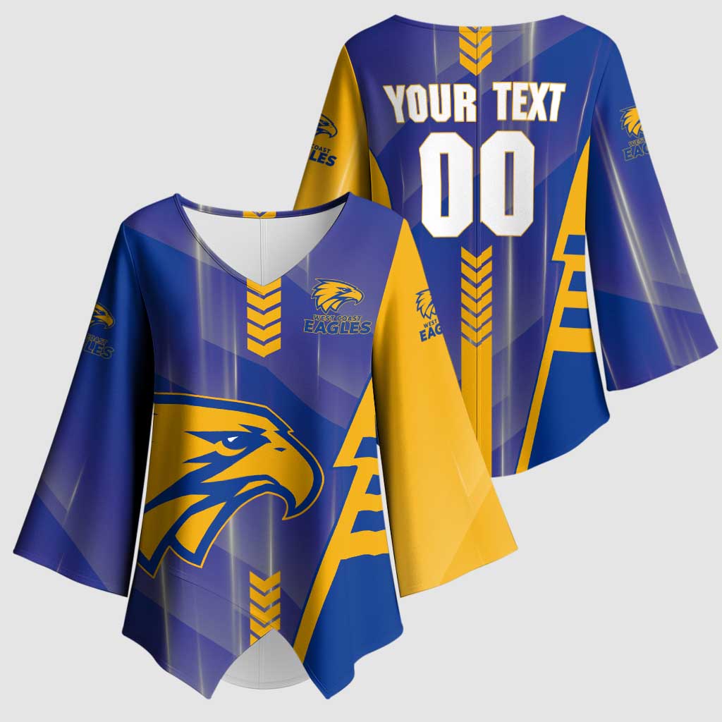Personalized West Coast Eagles Kimono Sleeve Blouse Modern Geometric Sports Graphic Style