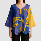 Personalized West Coast Eagles Kimono Sleeve Blouse Modern Geometric Sports Graphic Style