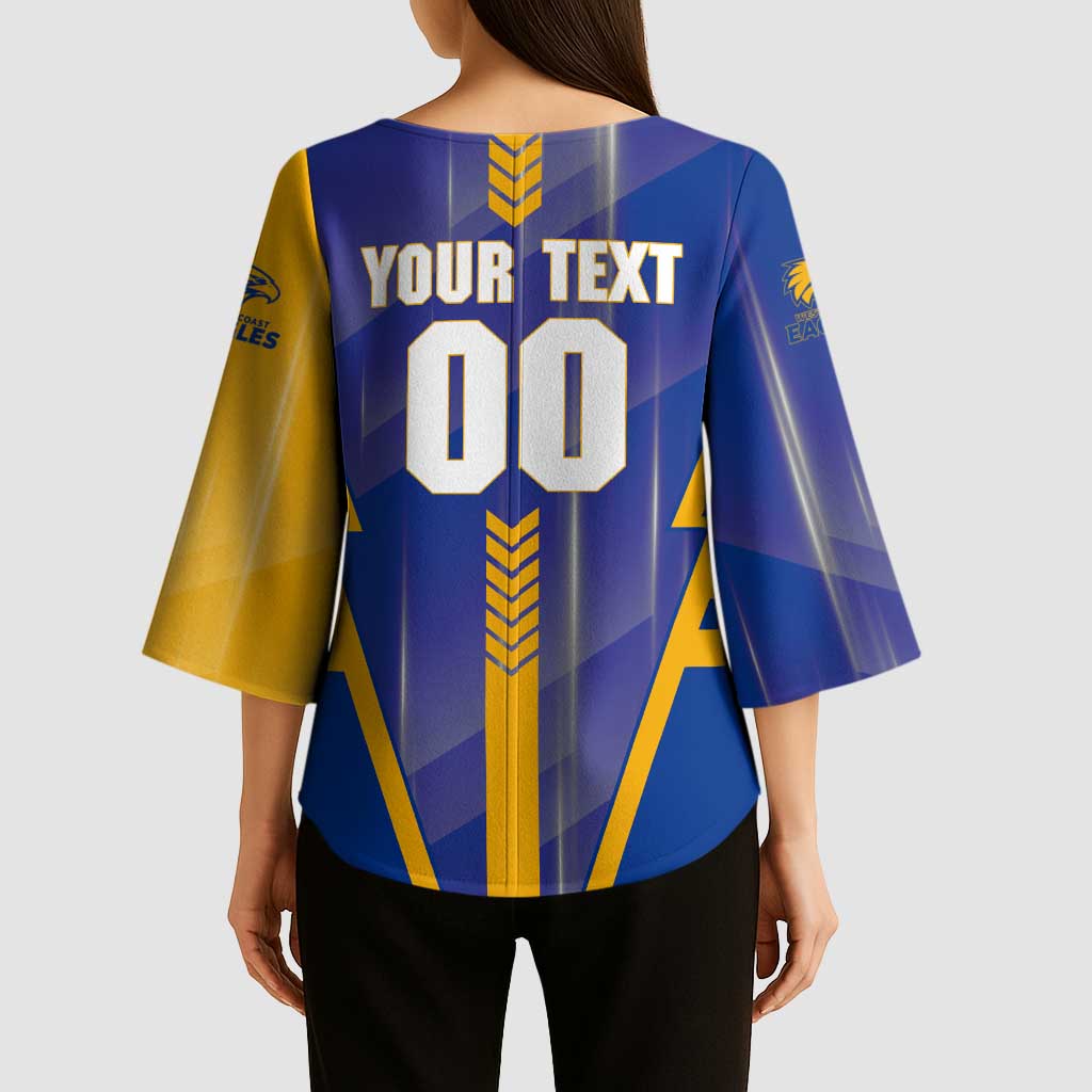 Personalized West Coast Eagles Kimono Sleeve Blouse Modern Geometric Sports Graphic Style