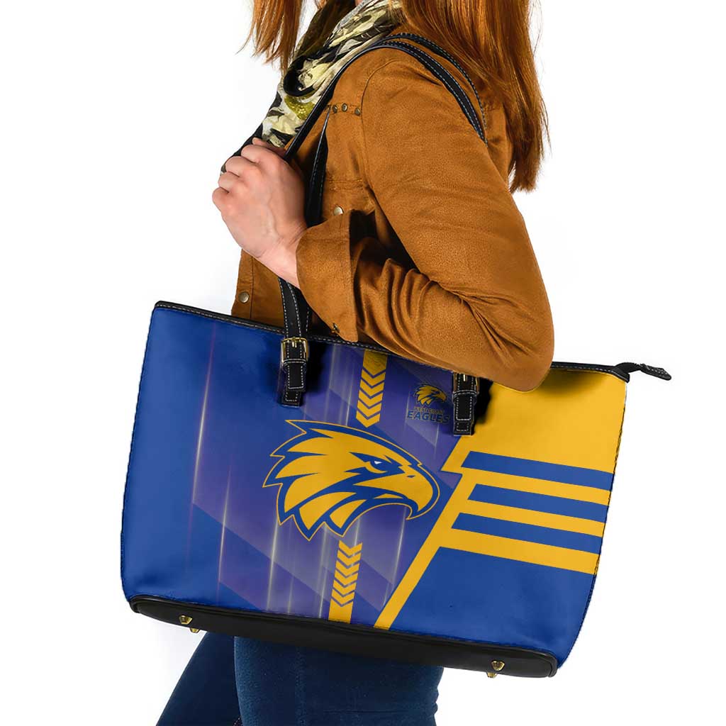 West Coast Eagles Leather Tote Bag Modern Geometric Sports Graphic Style